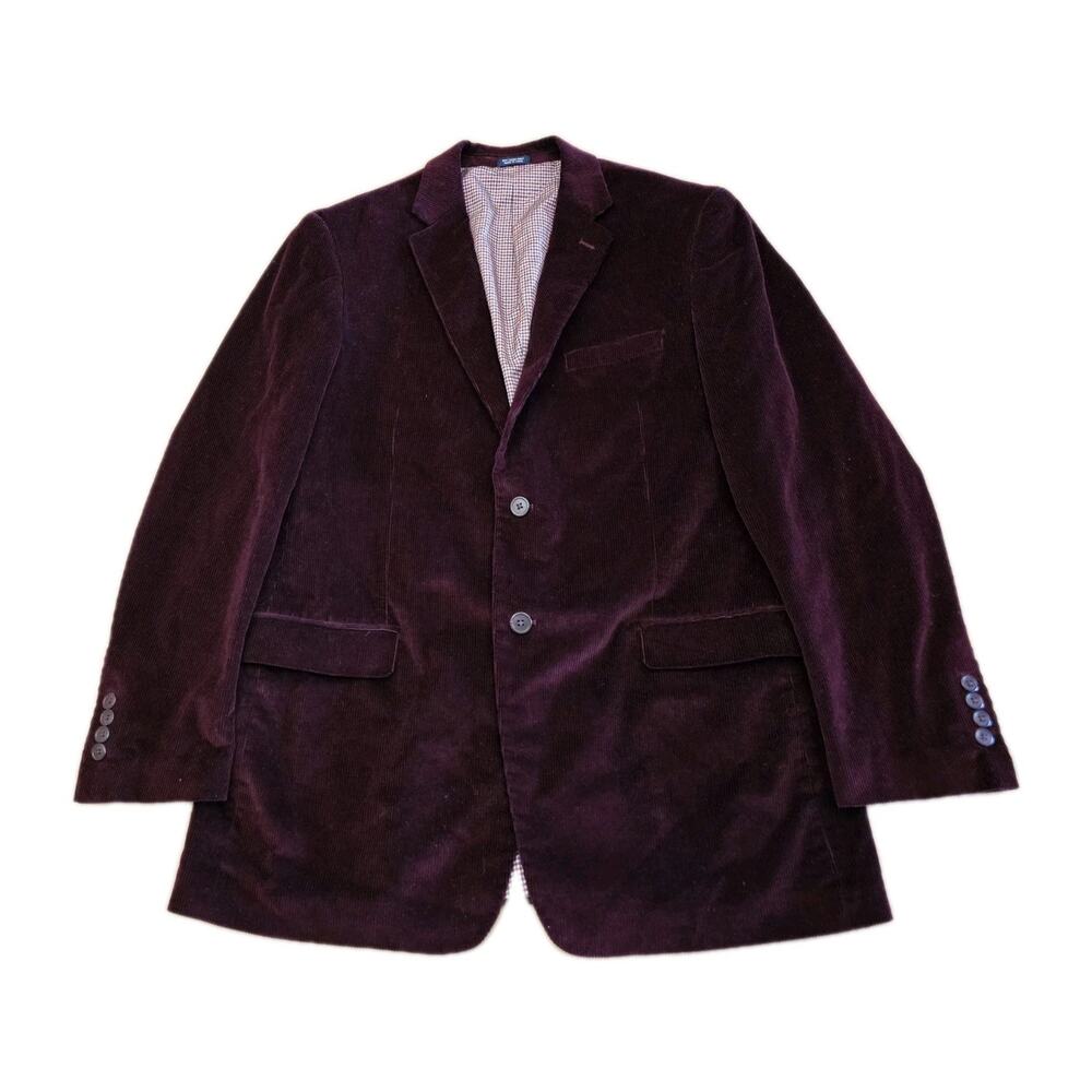 Saddlebred Corduroy Blazer Mens 42L Red 100% Cotton Sport Coat Jacket Two Button